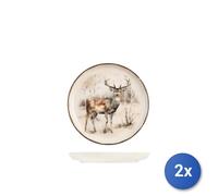 2X H&H Service 18 Pièces Table Hoodriver En Grès Décoré