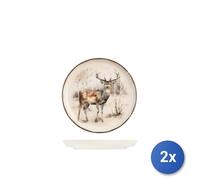 2X H&H Service 18 Pièces Table Hoodriver En Grès Décoré