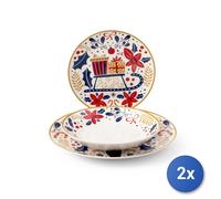 2X H&H Service 18 Pièces Table Jolly En Nouvelle Porcelaine Décorée Forme