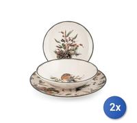 2X H&H Service 18 Pièces Table Melody En Grès Décoré