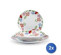 2X H&H Service 18 Pièces Table Nuveau En Porcelaine Décorée