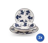2x H&H Service De Table 18 Pièces Provence FANTASIE BLANCHE BLEUE