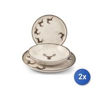 2X H&H Services 12 Pièces Table Nordic Wild Mocha En Grès