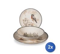 2x H&H Services 18 Pièces Table Symphony En Grès Décoré