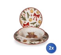 2x H&H Services 18 Pièces Table Teddy Hugs En Grès Décoré