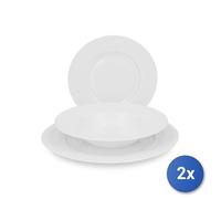 2x H&H Servizi 18 Pièces Service De Table Altea En Porcelaine Blanche