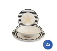 2x H&H Servizio de table Calypso 18 pièces en grès décoré