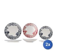 2x H&H Servizio Tavola Corallia en stoneware 18 pièces, Décoré