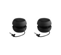 2X Haut-Parleur de Portable avec Câble Audio de 3,5 mm Haut-Parleur Rétractable à Batterie Intégrée Basse Tension pour