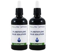 2x Haute concentration 2% Solution de bleu de méthylène - 2x 100 ml | Ultra Haute Pureté USP - Testé par un tiers | Sans formaldéhyde | Bouteille en verre | Ensemble de deux | Heiltropfen®