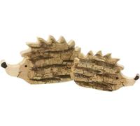 2x hérisson "chêne" en bois, massif, avec écorce, 18 + 23 cm, figure décorative, décoration de table, décoration d'automne