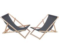 2x hêtre chaise longue jardin gris chaise longue en bois idéale pour plage balcon terrasse