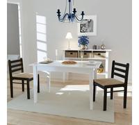 2x Hévéa Solide Chaise de Salle à Manger Blanc Meuble Mobilier Cuisine vidaXL