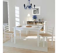 2x Hévéa Solide Chaise de Salle à Manger Blanc Meuble Mobilier Cuisine vidaXL