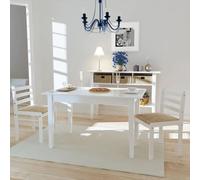 2x Hévéa Solide Chaise de Salle à Manger Blanc Meuble Mobilier Cuisine vidaXL