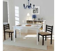 2x Hévéa Solide Chaise de Salle à Manger Blanc Meuble Mobilier Cuisine vidaXL