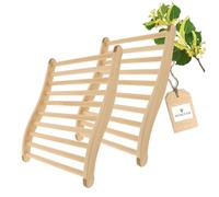 2X HOFMEISTER® Dossier Sauna 51 cm, Bois de Tilleul pour Hautes Températures, Ergonomique, Bouchons Liège Antidérapants, Fabrication Manuelle UE, Appui-Dos & Tête Relaxation