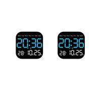2X Horloge Numérique avec Date, Calendrier LED Numérique avec Télécommande, Horloge Calendrier Numérique Multifonction à Piles