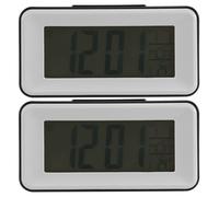 2X Horloges D'éTudiant de RéVeils Menés Par Digital Avec La Semaine Snooze Thermomètre Montre Le Tableau ÉLectronique Calendrier Lcd Minuterie de