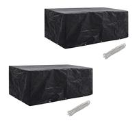Housses de salon de jardin 2 pcs 16 œillets rectangulaire Noir G