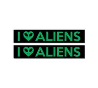 2X I Love Aliens Sticker Decal Alien Area 51 Space Storm Funny UFO