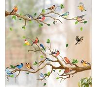 2x image de fenêtre, oiseaux, autocollants, autocollants de fenêtre, branche, plantes, H0586
