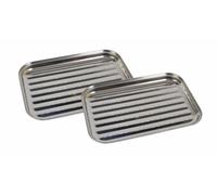 2x Inox Grill Pan 35x24cm BBQ Accessoires de Poêle Bol Légume Panier à Feu