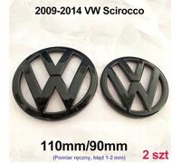 2x Insigne logo emblème avant 110mm -arrière 90mm Noir brillant Adaptation Volkswagen VW Scirocco 2009-2014