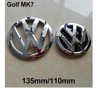 2x Insigne logo emblème avant 135mm -arrière 110mm argent chromé Adaptation Volkswagen VW GOLF 7 MK7