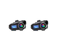 2X Intercom pour Casque de Moto Q58-Max Casque Partage de Musique MP3 2 Personnes Intercom 500M (Fil Rigide)