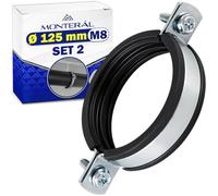 2x Isophonique Collier de Serrage Métallique pour M8 Ø 125 mm avec Joint