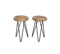 2x jardinière MENDLER HWC-A80 design industriel bois naturel Marron