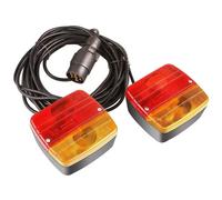 2x Kit de feux arrière magnétiques pour remorque - Pour camion, caravane et remorque - 7 pôles, 12V, carré, avec éclairage