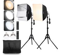 2x Kit Softbox de studio photo 400x400mm 3000-6500K réglable pour la prise de vue