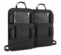 2x König Design Housse Dossier Siège Arrière Organiseur Noir Nylon, 42 x 62 cm