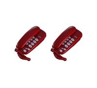 2X KXT-580 Téléphone Filaire à Gros Boutons Téléphones Muraux Support de Machine Support Mural ou Téléphone de Bureau Rouge