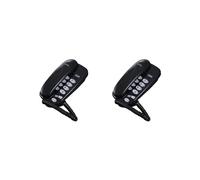 2X KXT-580 Téléphone Filaire à Gros Boutons Téléphones Muraux Support de Machine Support Mural ou Téléphone de Bureau Noir