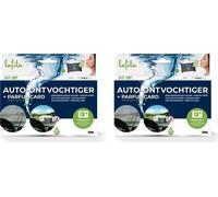 2x Lafita Déshumidificateur pour voiture 400 grammes - absorbeur d'humidité réutilisable - contient 2 cartes de parfum floral & fruité