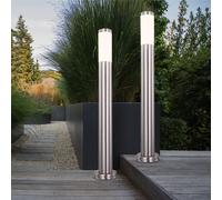 2x Lampadaire Extérieur Inox Argent Lampe Itinéraires de Jardin Hauteur 80cm