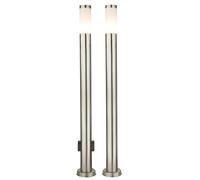 2x Lampadaire extérieur Lampe de jardin 2x Prise de courant Argent opalin Acier inoxydable H 110 cm
