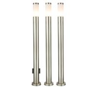 2x Lampadaire extérieur Lampe de jardin 2x Prise de courant Argent opalin Acier inoxydable H 110 cm