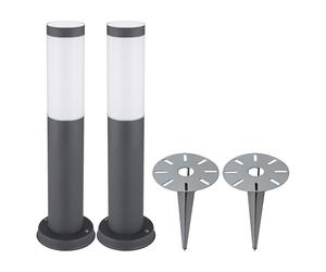2x lampadaires extérieurs pour prise de jardin, projecteurs en acier inoxydable pour chemin d'accès dans la cour, lampes à base de piquet de sol anthracite