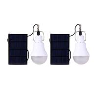 2X Lampe D'Ampoule LED Alimenté Par Panneau Solaire Lampe D'ÉNergie pour Tente de Camping Extérieure Portative 15W
