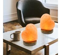 Lampe de table lampe de table lampe décorative lampe d'appoint lampe de sel lampe en cristal lampe de chevet, câble USB, cristal de sel en bois marron, 1x LED 5W blanc chaud, DxH 8,9x11,4cm, lot de 2