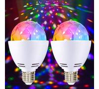 2x Lampe de fête LED, E27 3W RGB LED boule disco, ampoule disco rotative à 360°, lampe LED pour douille E27, ampoule décoration pour mariage, fête d'anniversaire, Halloween, Noël
