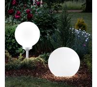 2x Lampe De Jardin Boule Solaire LED 25 cm Blanc IP44 Déco Extérieure