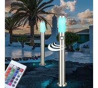 2X Lampe De Jardin LED Sur Pied RGB Avec Télécommande Dimmable Et Capteur