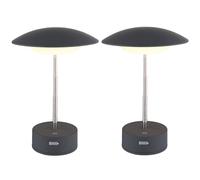 2x Lampe de table Batterie LED variable Lampe de table réglable en hauteur anthracite H 26 cm