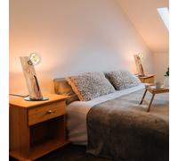 2x Lampe de Table Chevet Accumulateur Luminaire Bois Eucalyptus Maison Campagne