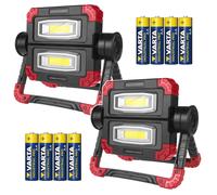 2x Lampe de Travail Lampe d'atelier Projecteur de Chantier Pliable + 8 piles AA